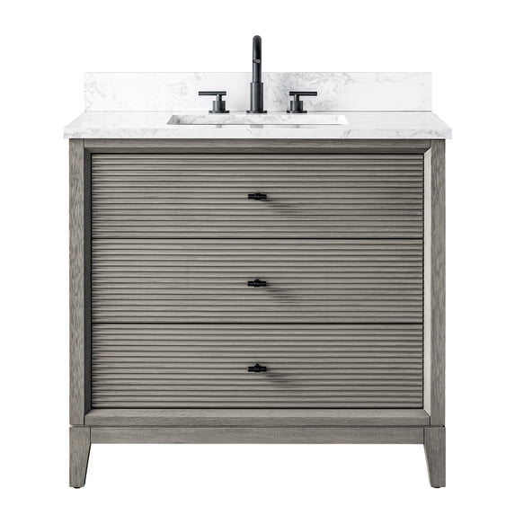 Vanity Art 36" Bathroom Vanity with Sink and Engineered Marble Top, Freestanding Storage Cabinet with 3 Drawers