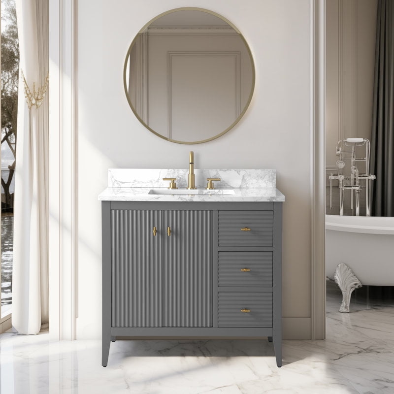 Vanity Art 36" Double Door Bathroom Vanity Cabinet with Undermount Sink ...