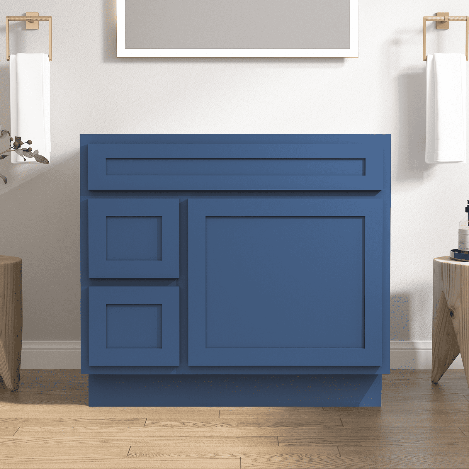 Blue 36" Shaker Style Single Bathroom Vanity Base