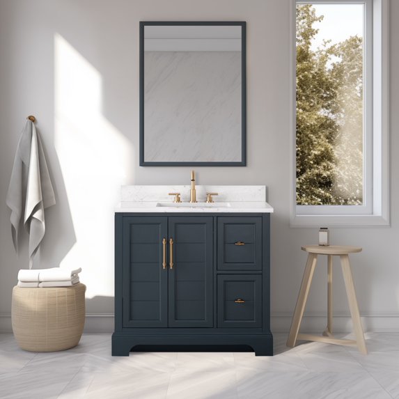 Vanity Art 36 Inch Single Bathroom Vanity with Sink and Top - Modern Freestanding Cabinet with Soft Closing Doors and Drawers