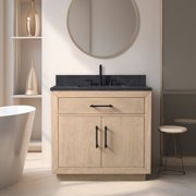 Vanity Art Avignon 36" Single Sink Freestanding Bathroom Vanity with Black Limestone Top, Light Wheat