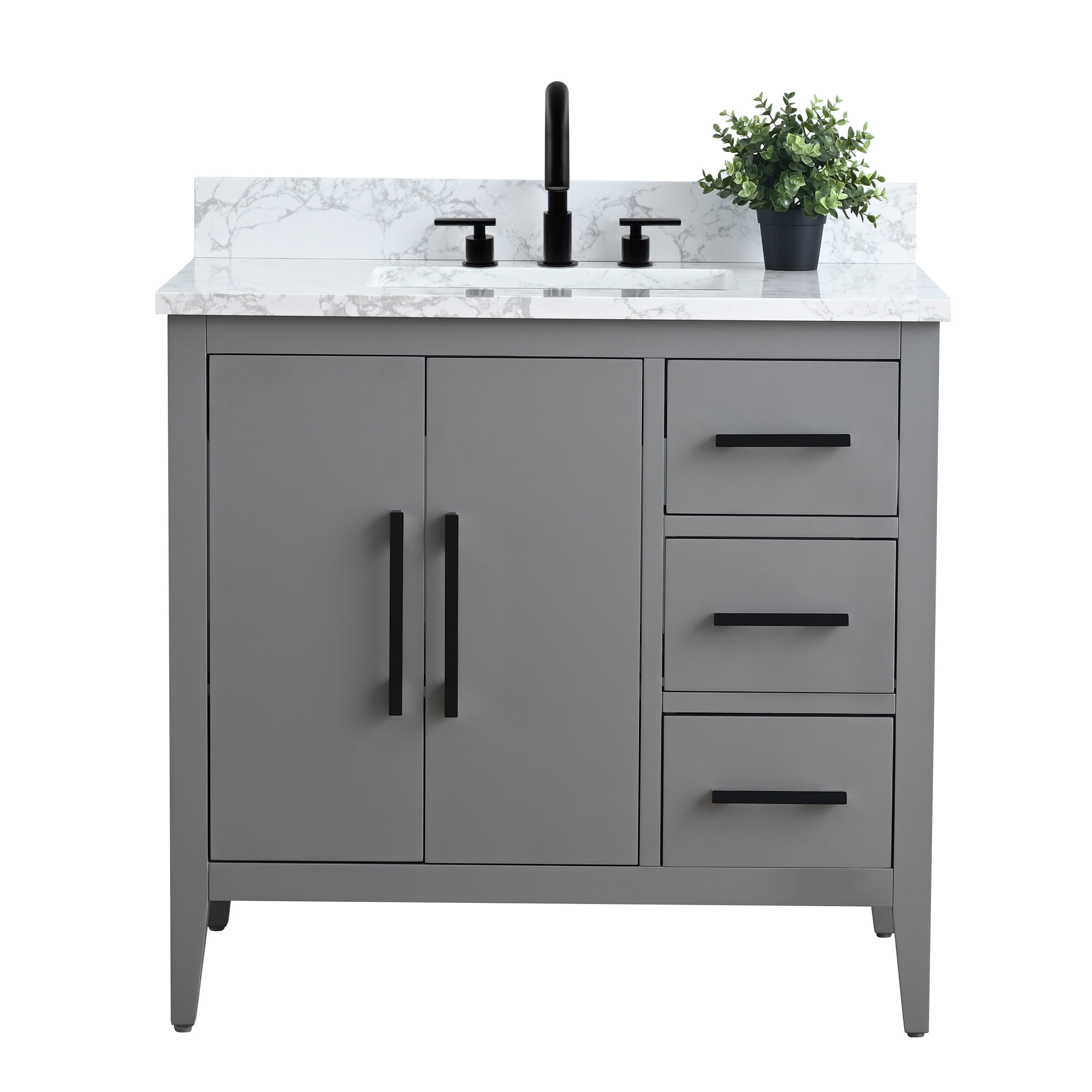 Vanity Art 36" Single Sink Bathroom Vanity Cabinet with Ceramic ...