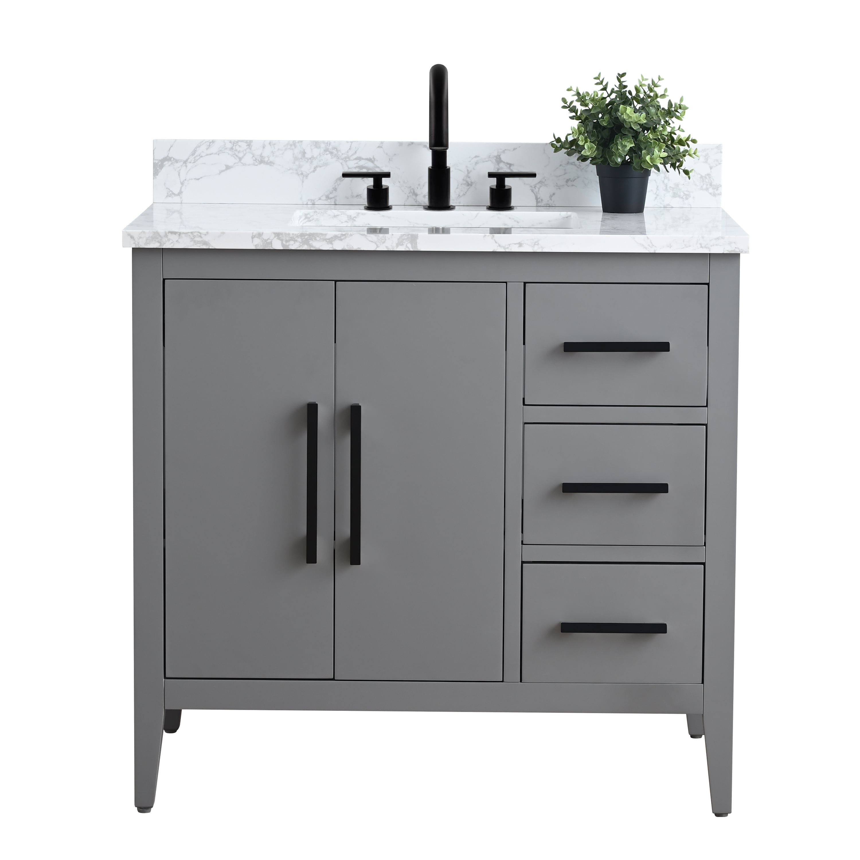 Cashmere Gray 36" Single Sink Bathroom Vanity with Marble Top