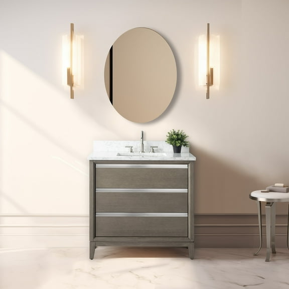 Vanity Art 36" Single Freestanding Bathroom Vanity with Sink and Engineered Marble Top