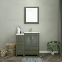Vanity Art 36" Single Sink Freestanding Bathroom Vanity Set with Ceramic Top and Mirror