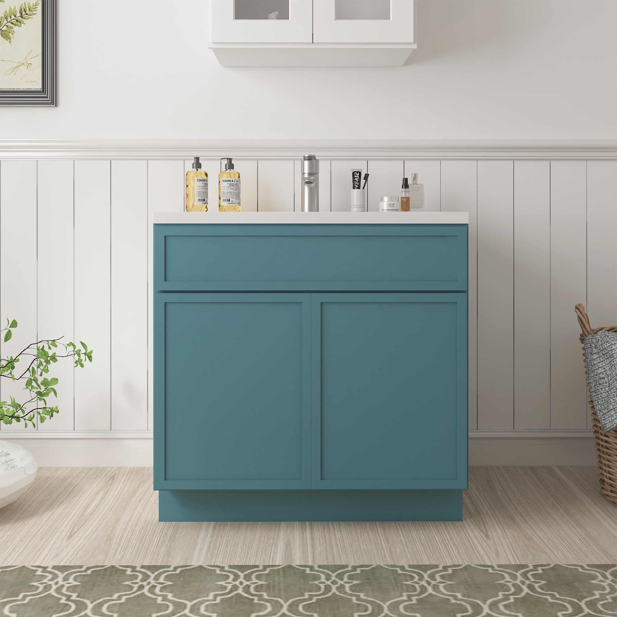 Sea Green Birch Plywood Freestanding Single Base Cabinet, 36"