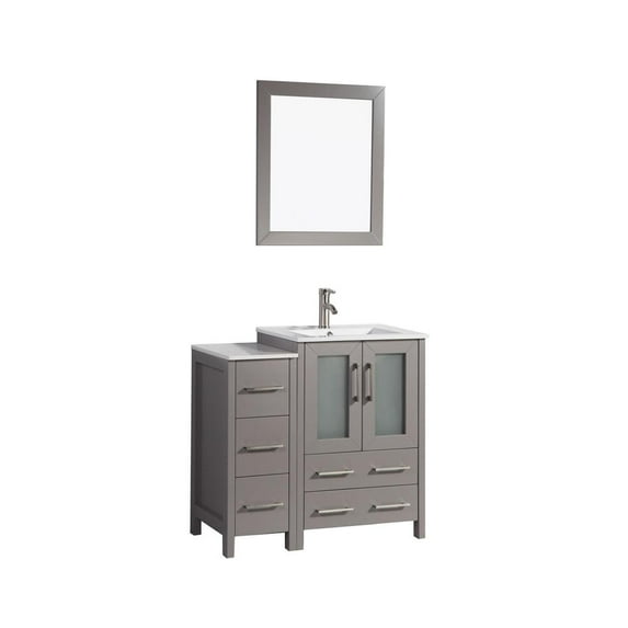 Vanity Art VA3024-36G 36 in. Single Sink Bathroom Vanity Set, Gray