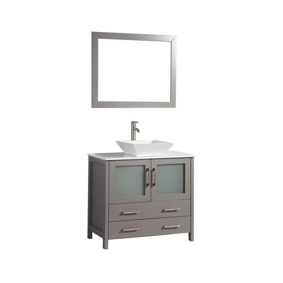 Vanity Art VA3136G 36 in. Single Sink Bathroom Vanity Set, Gray