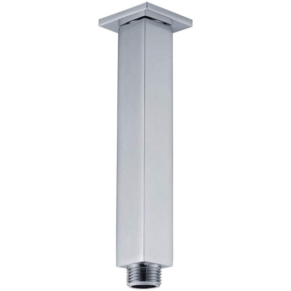 Vanity Art 4 Inch High Qaulity Replacement Square Rain Shower Arm Ceiling Mounted Chrome Finished Arm Brass for Shower Head with Flange
