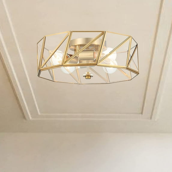 Vanity Art 4 Light 15.94 Inches Unique Statement Geometric Flush Mount Lighting | Modern Hanging Ceiling Lights Fixtures for Dining Room Living Room Bed Room Kitchen SYBG3334-BD