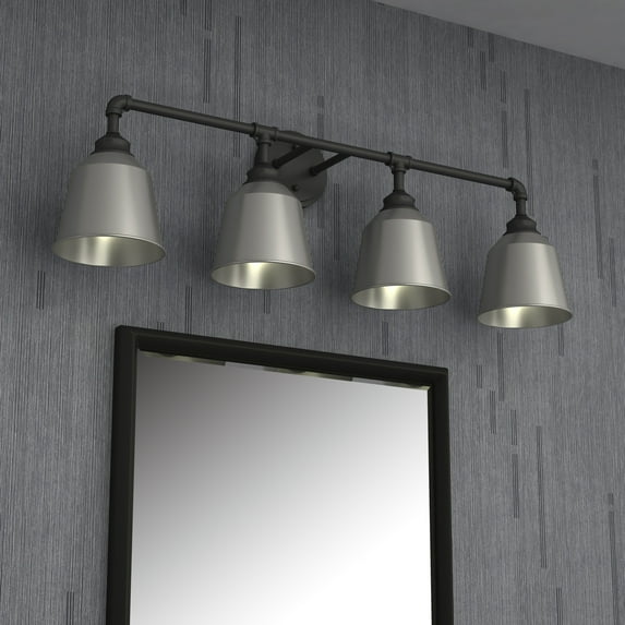 Vanity Art 4-Lights Wall Sconce Lighting Vintage Industrial Indoor and Outdoor Light Fixture Wall Mount Lamp Bath Sconce for Farmhouse, Bedroom, Bathroom Vanity, Living Room BA220-4BG-SL