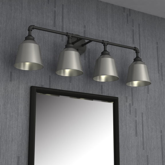 Vanity Art 4-Lights Wall Sconce Lighting Vintage Industrial Indoor and Outdoor Light Fixture Wall Mount Lamp Bath Sconce for Farmhouse, Bedroom, Bathroom Vanity, Living Room BA220-4BG-SL