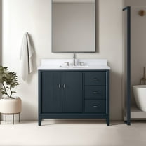 Vanity Art 42" Bathroom Vanity with Sink and Engineered Marble Top, Freestanding Storage Cabinet with 2 Drawers, 1 Shelf and Flip Down Tray