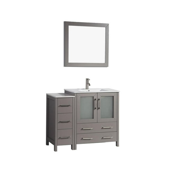 Vanity Art 42-Inch Single Sink Bathroom Vanity Set with Ceramic Top
