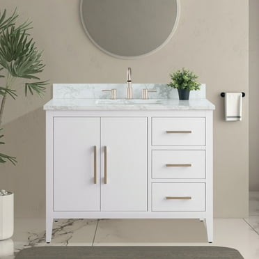 Vanity Art 42" Single Sink Bathroom Vanity Cabinet with Ceramic Countertop