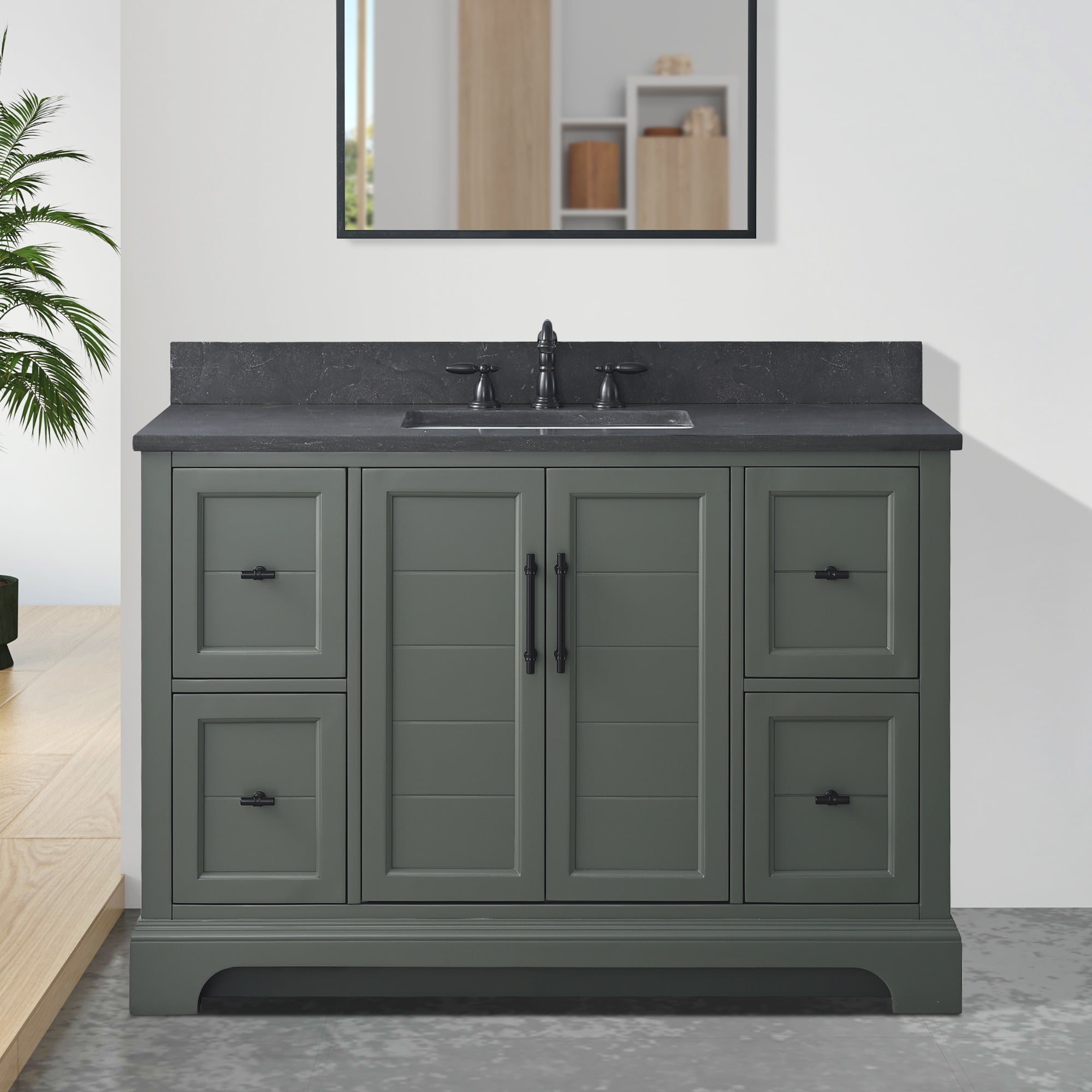 Vintage Green 48" Single Sink Bathroom Vanity with Stone Top