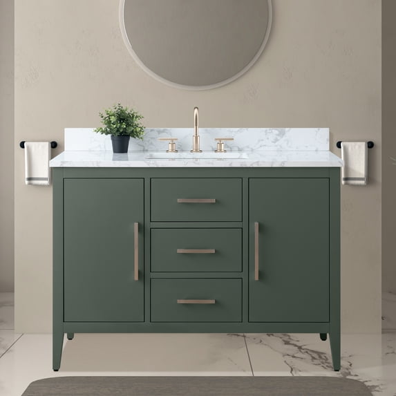 Vanity Art 48" Single Sink Bathroom Vanity Cabinet with Ceramic Countertop
