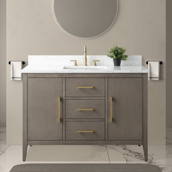 Vanity Art 48” Single Sink Bathroom Vanity Cabinet with Ceramic Countertop