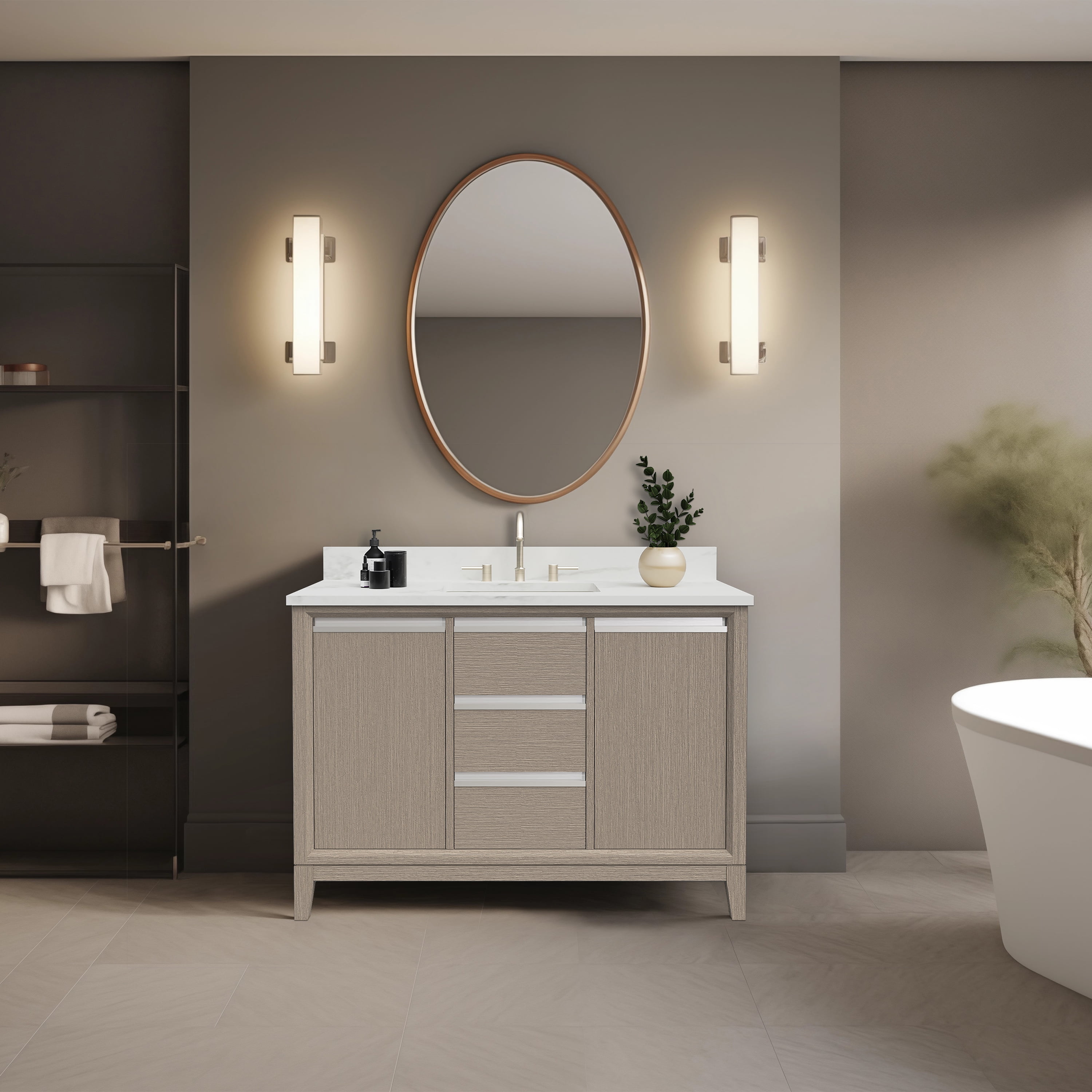 Vanity Art 48" Single Sink Bathroom Vanity Storage Cabinet with ...