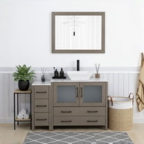 Vanity Art 48" Single Sink Freestanding Bathroom Vanity Set with Engineered Marble Top and Mirror