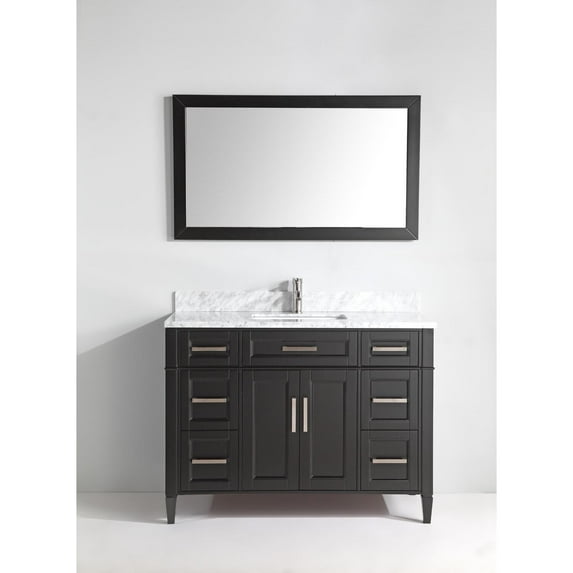 Vanity Art 48 inch single sink bathroom vanity set with carrara marble vanity top.