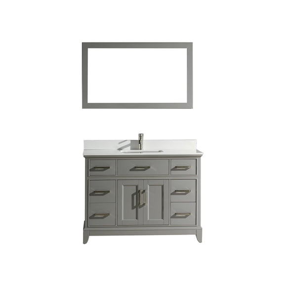 Vanity Art 48 inch single sink bathroom vanity set with super white engineered marble top.