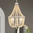 thumbnail image 1 of Vanity Art 5 Light Candle Style Empire Chandelier with Beaded Accents | Modern Hanging Lighting, Ceiling Lights Fixtures for Kitchen Dining Room Living Room Bed Room Kitchen SYB3215WO-LT, 1 of 10