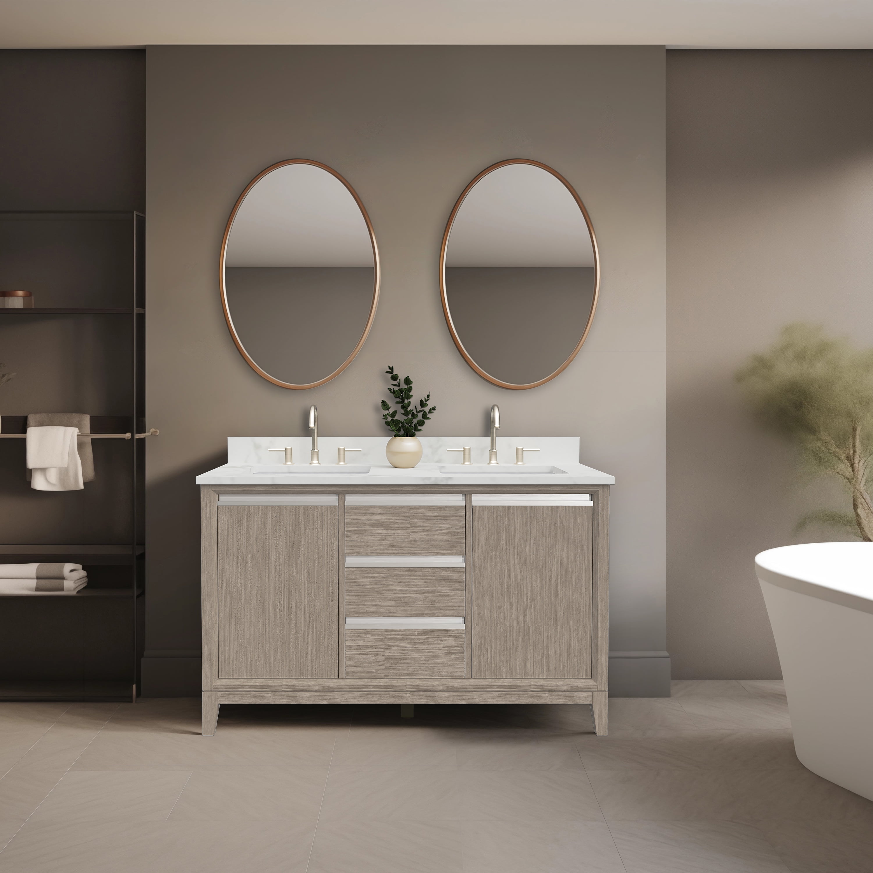 Vanity Art 54" Double Sink Bathroom Vanity Storage Cabinet with