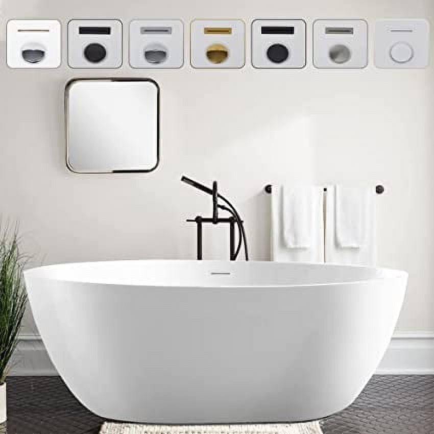Pure White Acrylic Freestanding Soaking Bathtub