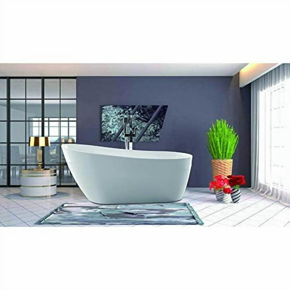 Vanity Art 55'' x 28'' Freestanding Bathtub Acrylic Soaking