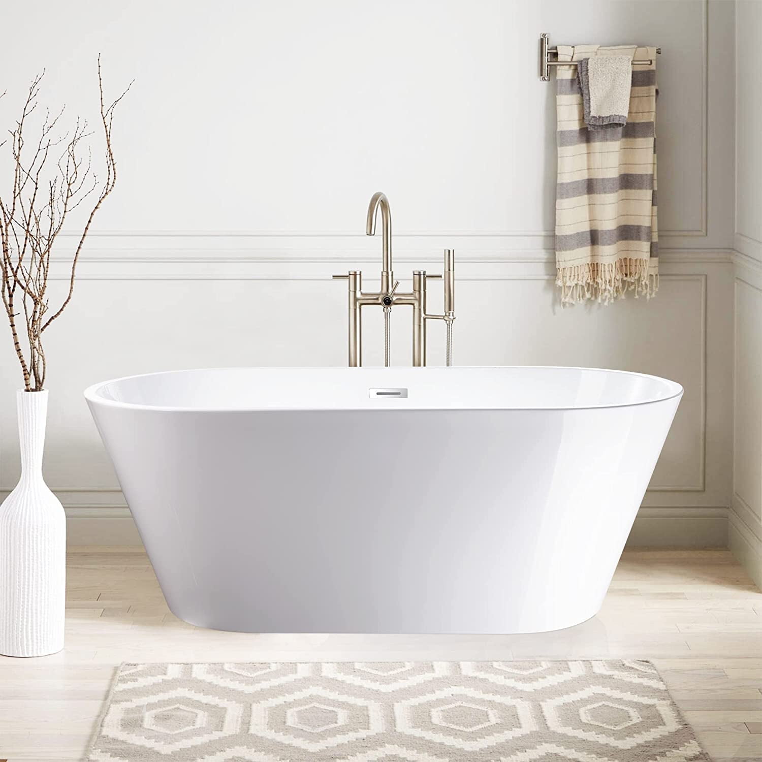 Iris 59" White Freestanding Acrylic Soaking Bathtub
