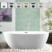 Vanity Art 59" X 32" Freestanding Acrylic Bathtub | Home Improvement Bathtubs with Contemporary Design for Soaking and Bathing, Overflow and Pop-up Drain, VA6834-BN-M