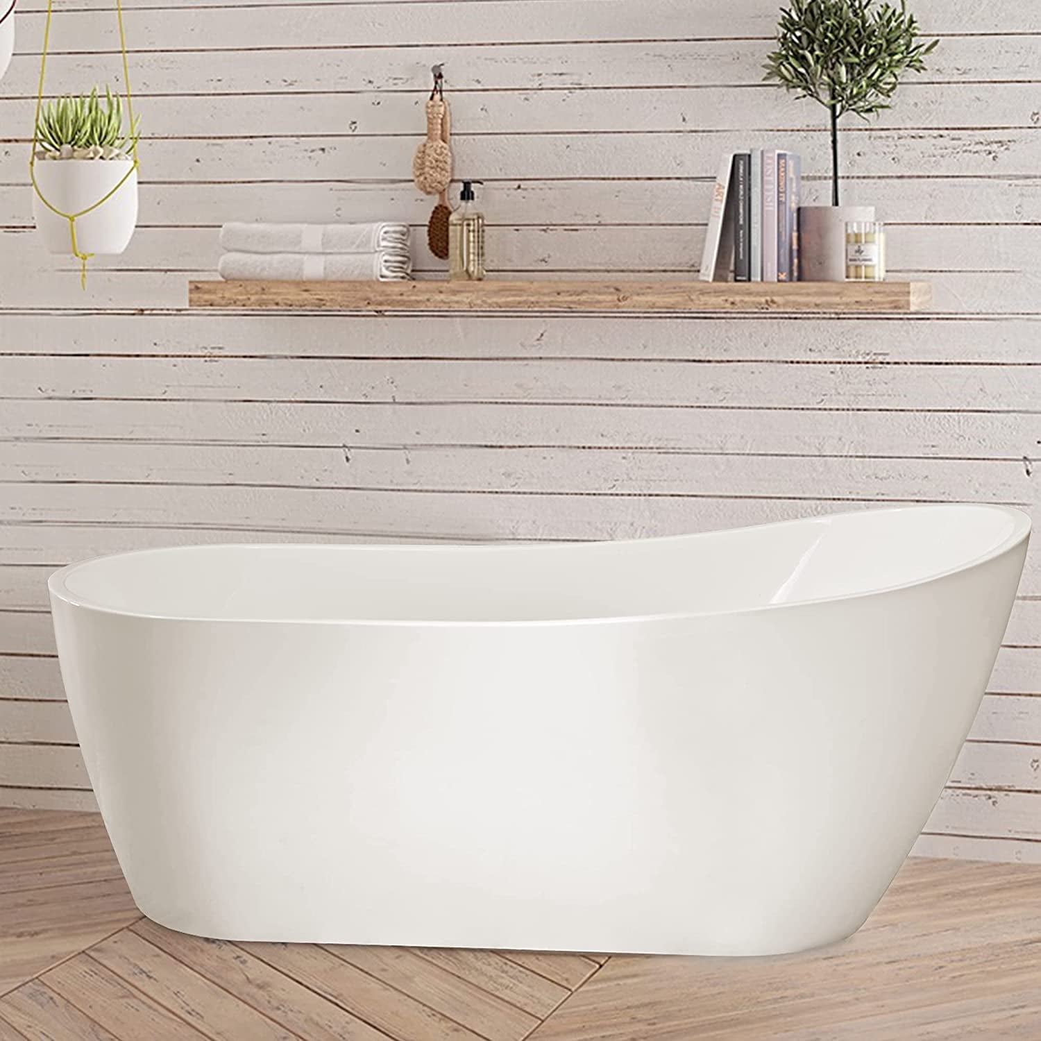 Pure White Acrylic Freestanding Soaking Bathtub