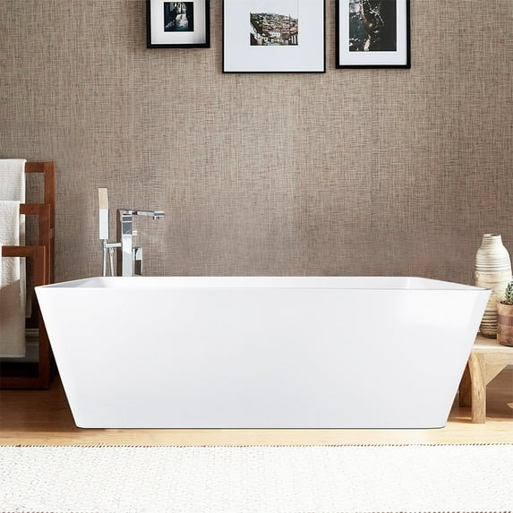Vanity Art 59" x 30" Solid Surface Resin Stone Freestanding Bathtub