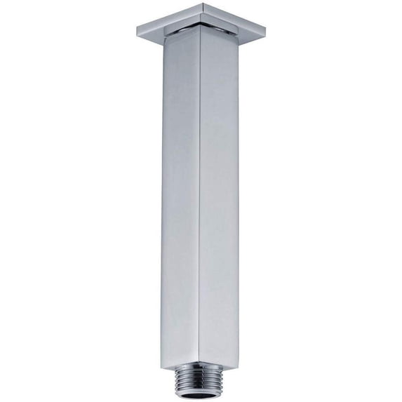 Vanity Art 6 Inch High Qaulity Replacement Square Rain Shower Arm Ceiling Mounted Arm Brass for Shower Head with Flange, Chrome Finished
