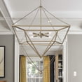 thumbnail image 1 of Vanity Art 6 Light Dimmable Geometric Chandelier, Modern Hanging Lighting, Ceiling Lights Fixtures for Dining Room Living Room Bed Room Kitchen, Brass Dust, 22206BD, 1 of 8