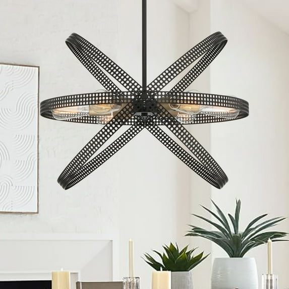 Vanity Art 6 Light Unique Globe Pendant Lighting | Modern Hanging Ceiling Lights Fixtures for Dining Room Living Room Bed Room Kitchen, Classic Black/Brass Dust, SJR30106BK-BD