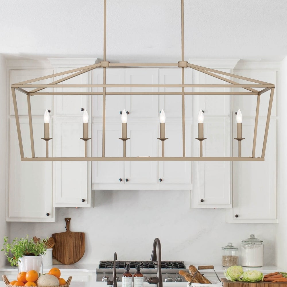 Brass Dust 6-Light Candle Style Linear Pendant Chandelier