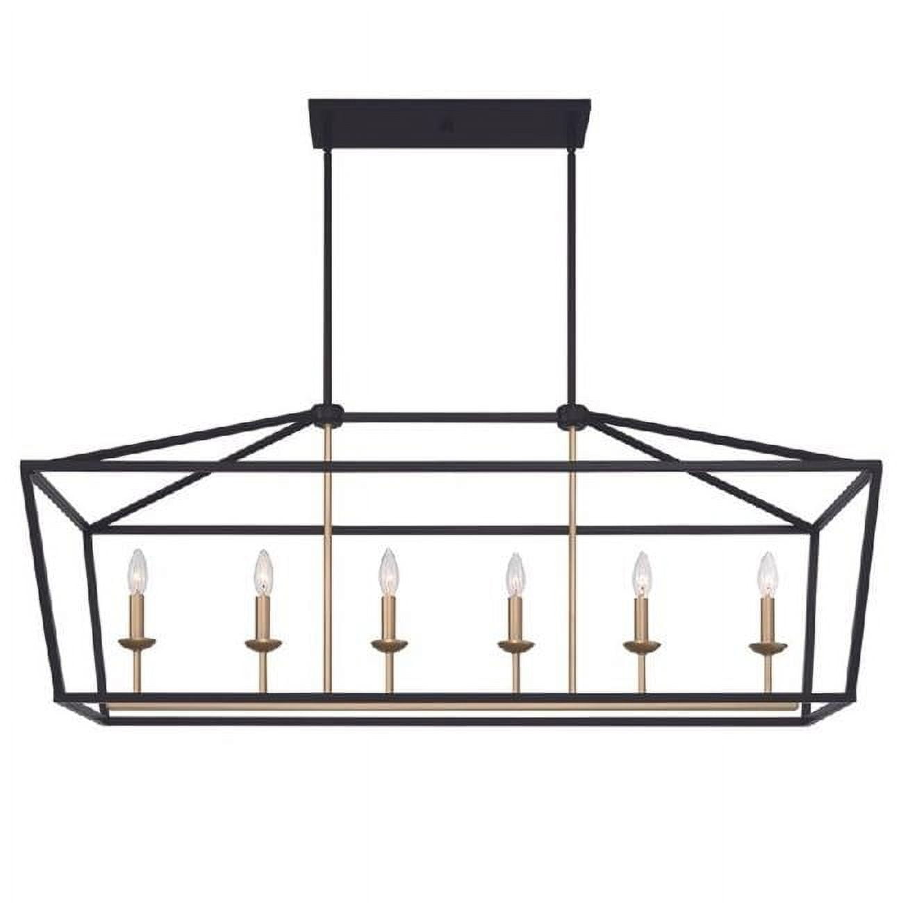 Mulhouse Country-Inspired 6-Light Black Linear Candle Pendant