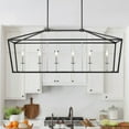 thumbnail image 1 of Vanity Art 6 Lights Kitchen Island Linear Pendant Chandelier Modern Hanging Lighting Farmhouse Light Fixtures for Over Dining Table Kitchen Living Room 12036BK-CH, 1 of 9