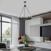 Vanity Art 6 Lights Wagon Wheel Chandelier Lighting Farmhouse Candle Brass Ceiling Light Fixture for Living Room 10556BK-BD