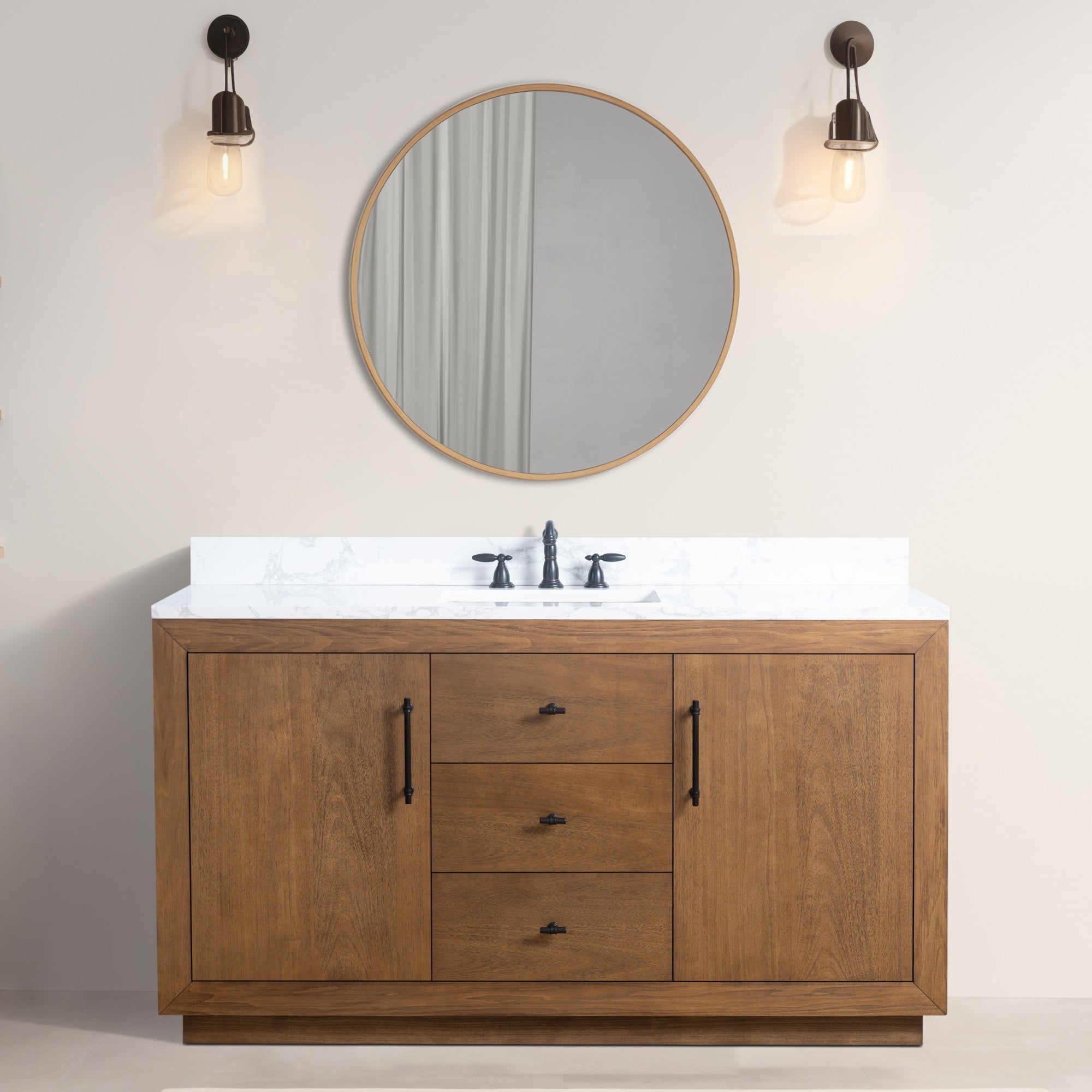 Vanity Art 60??? Double Door Bathroom Vanity Cabinet with Undermount Sink ...
