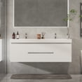 thumbnail image 1 of Vanity Art 60" Double Sink Wall Mount Bathroom Vanity Set Engineering Stone Top High Glossy Finish, 1 of 9