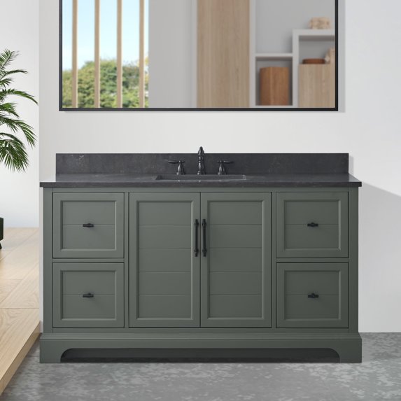 Vanity Art 60 Inch Single Sink Bathroom Vanity with Sink & Top