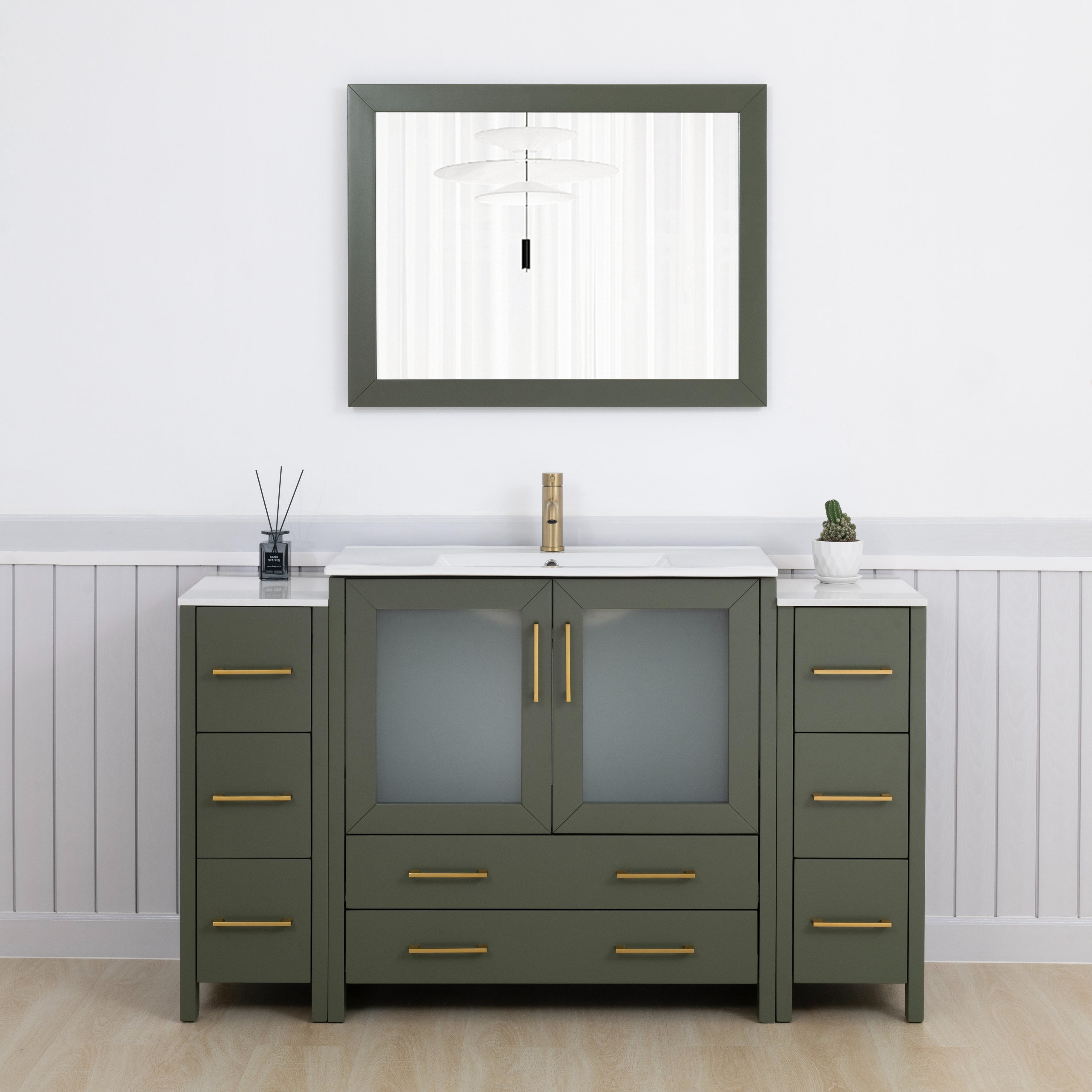 30 Inch Bathroom Vanity with Resin Sink, Freestanding Bathroom Vanity Set with Hidden Drawer, Storage Cabinet for Bathroom, Solid Wood Frame Bathroom Cabinet main image 0