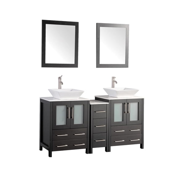 Vanity Art VA3124-60E 60 in. Double Sink Bathroom Vanity Set, Espresso