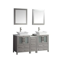 Vanity Art VA3124-60G 60 in. Double Sink Bathroom Vanity Set, Gray