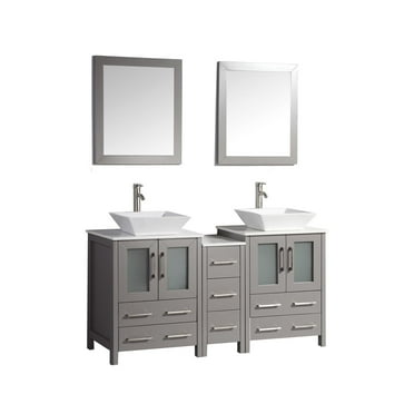 Vanity Art VA3124-60G 60 in. Double Sink Bathroom Vanity Set, Gray