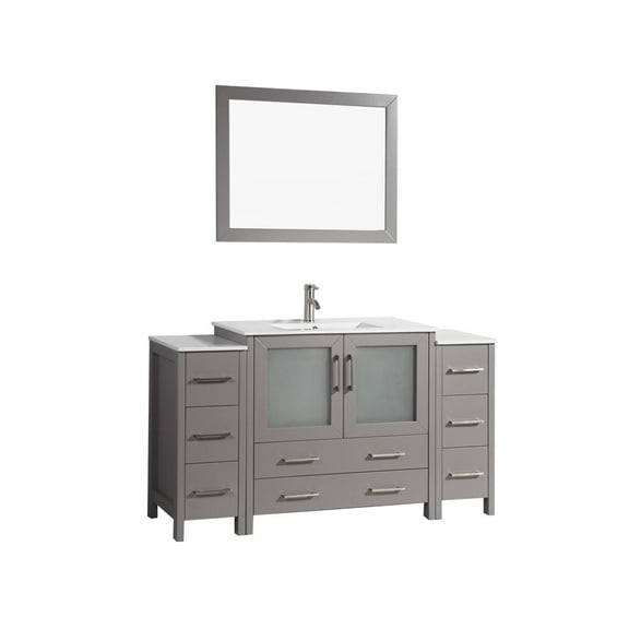 Vanity Art VA3036-60G 60 in. Single Sink Bathroom Vanity Set, Gray