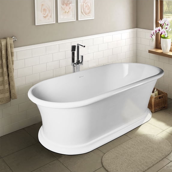 Vanity Art 61" x 31" Solid Surface Resin Stone Freestanding Bathtub